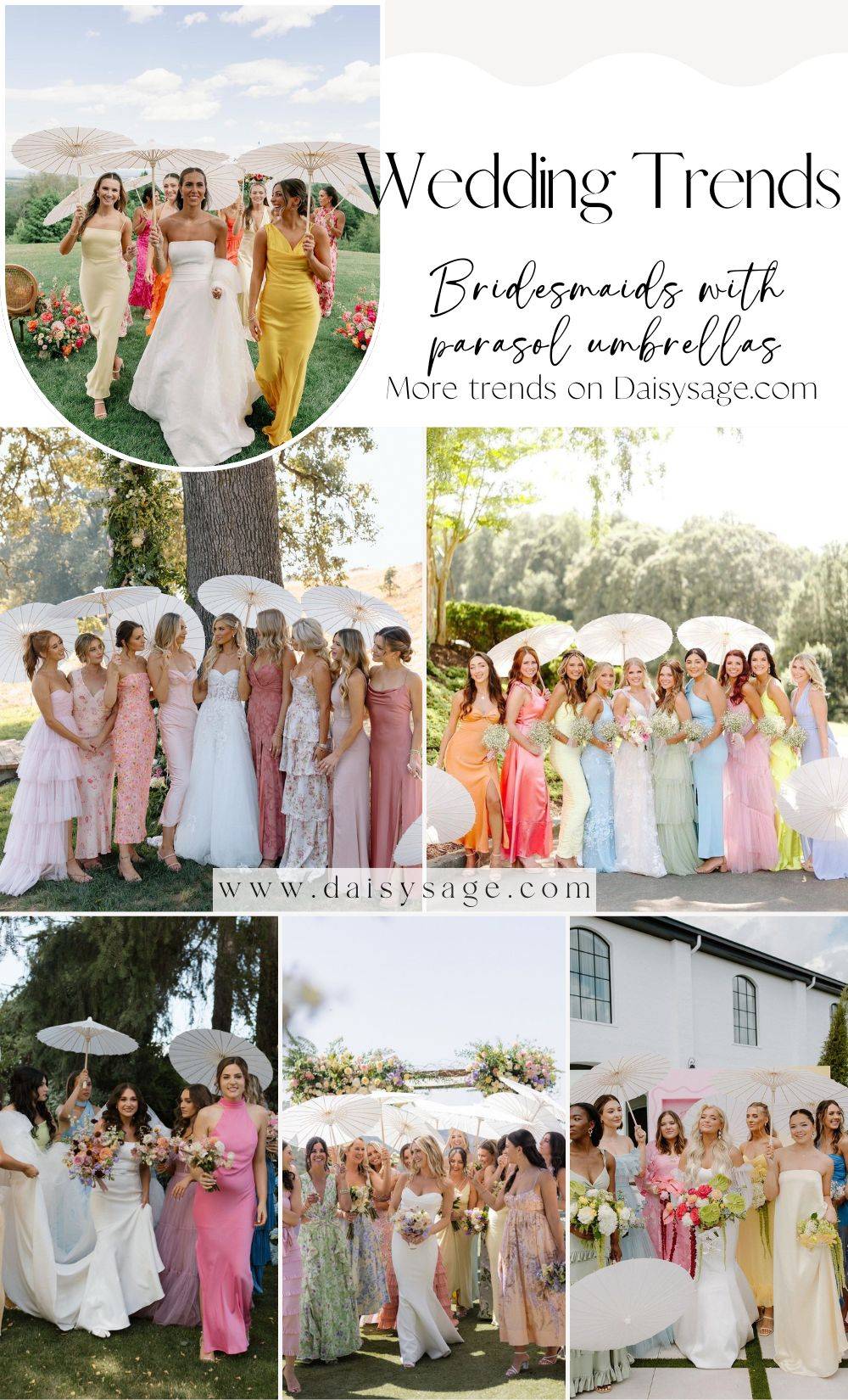 Bridesmaids with parasol umbrellas