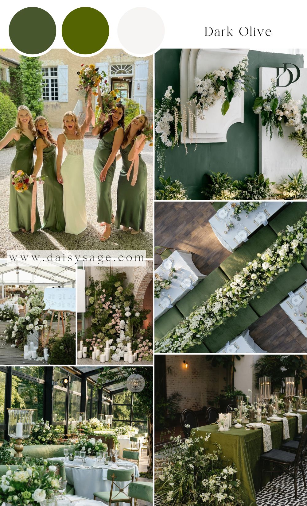 Dark Olive green wedding color idea