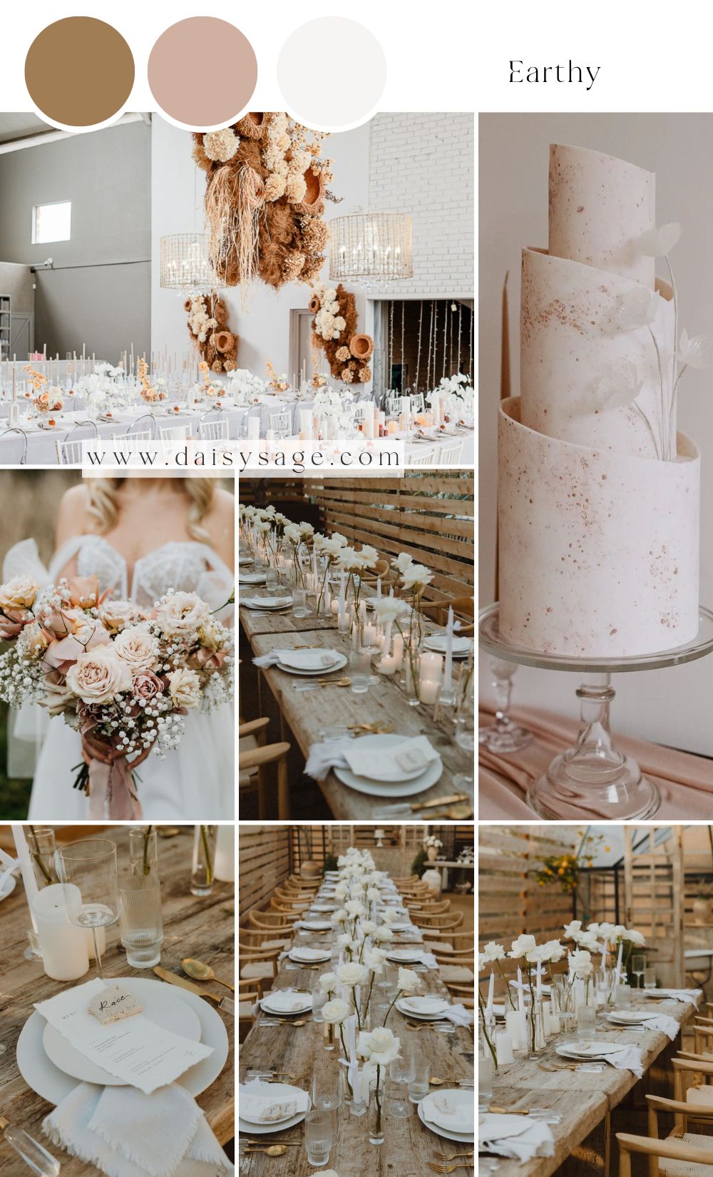 Earthy beige wedding color palette