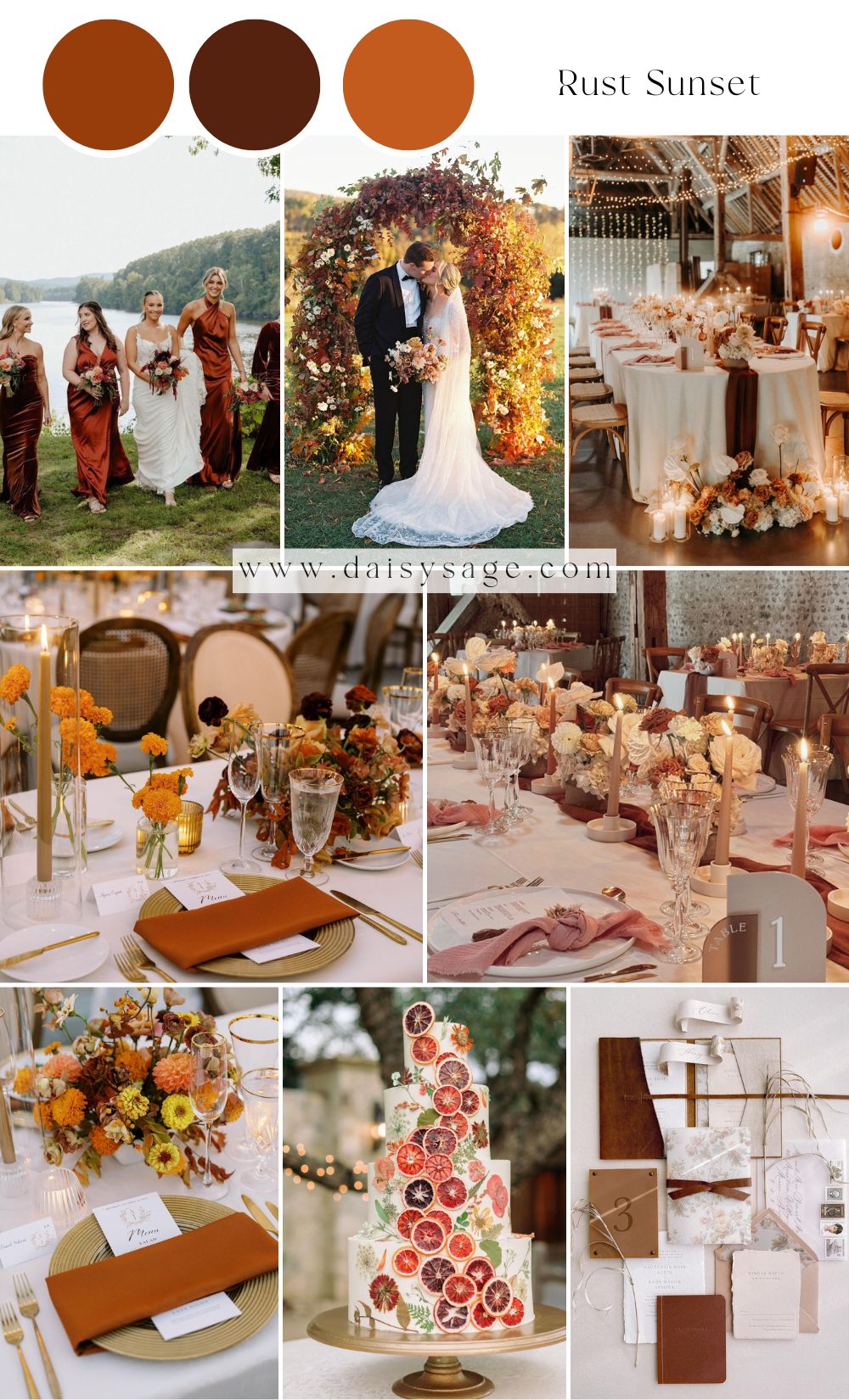 Rust Sunset wedding color palette ideas