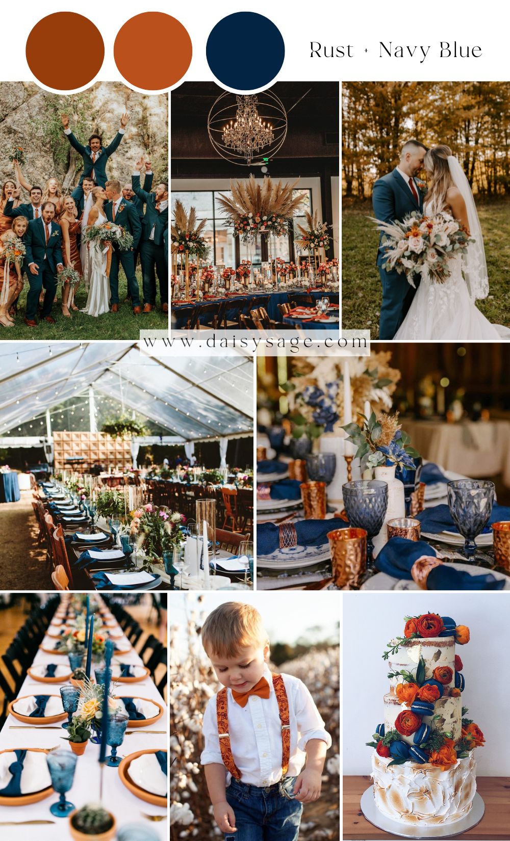 Rust and Navy Blue wedding color trend