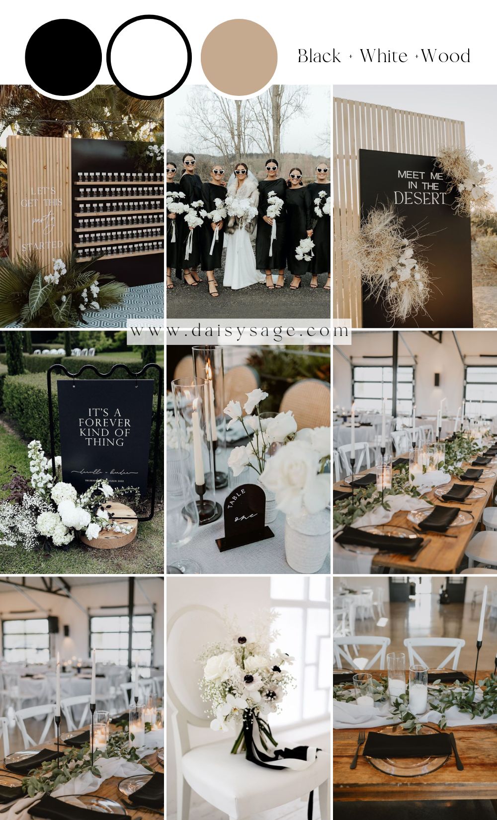 Rustic Black and white wood wedding color idea