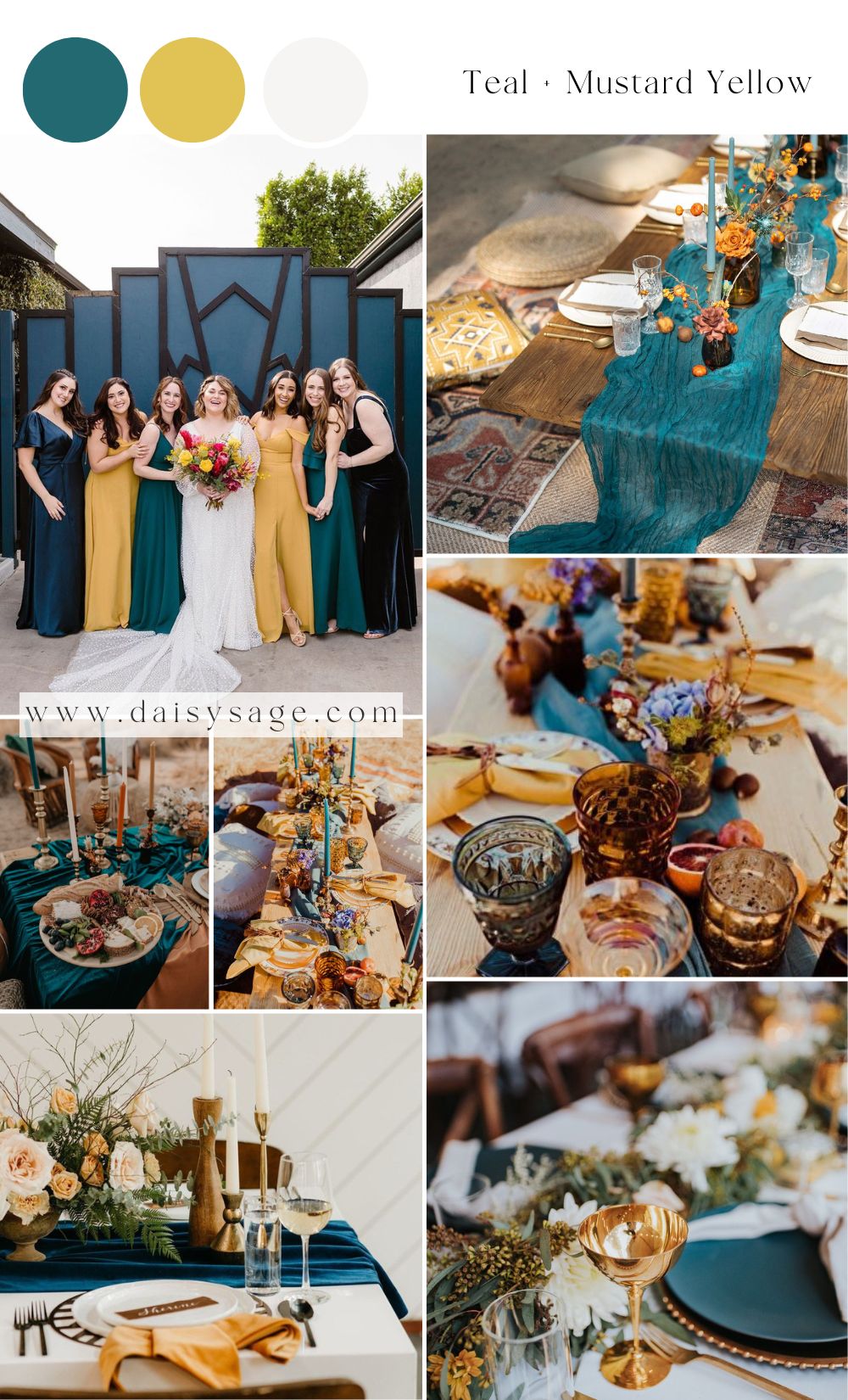 Teal and Mustard Yellow wedding color trend