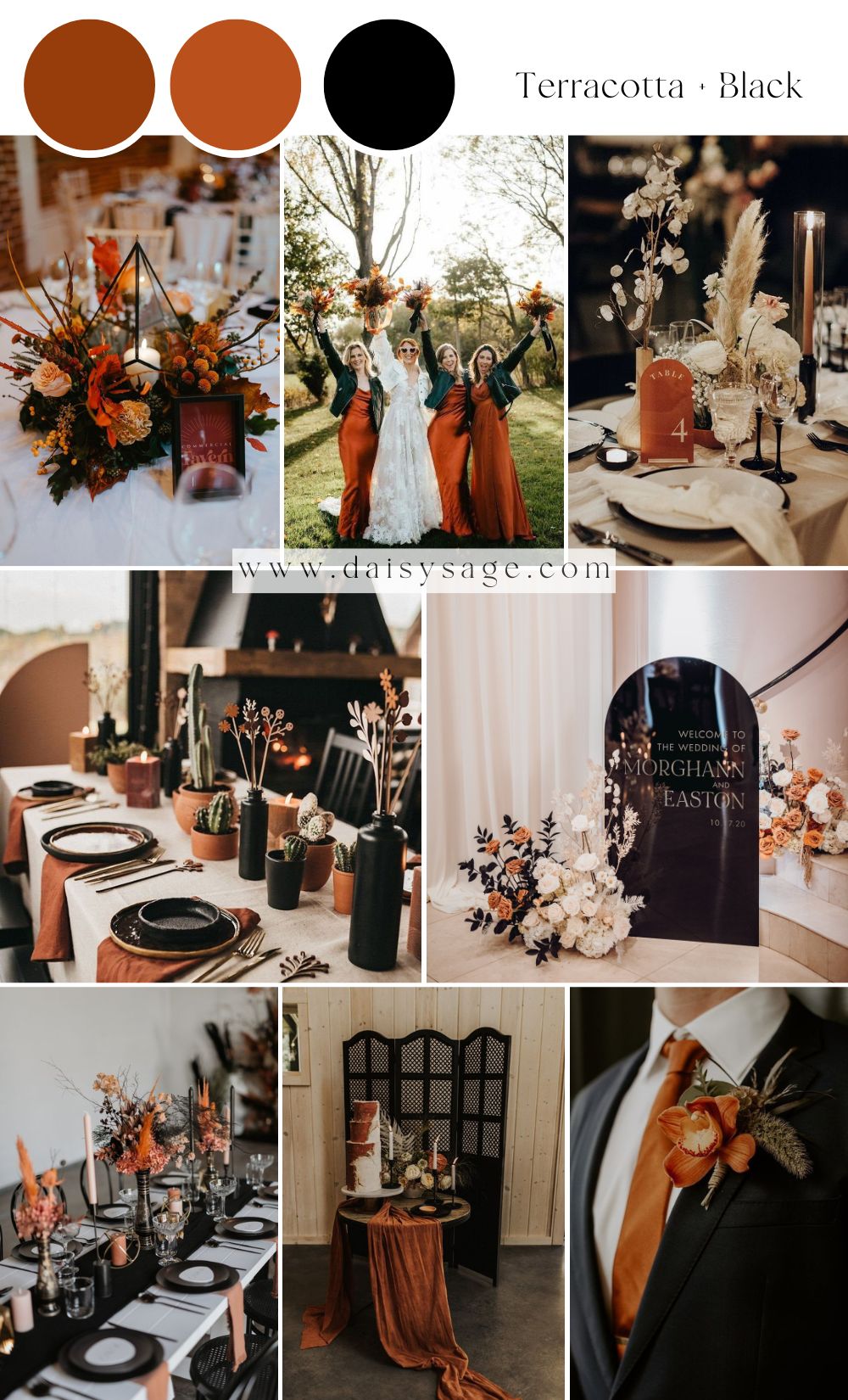 Terracotta and Black wedding color idea