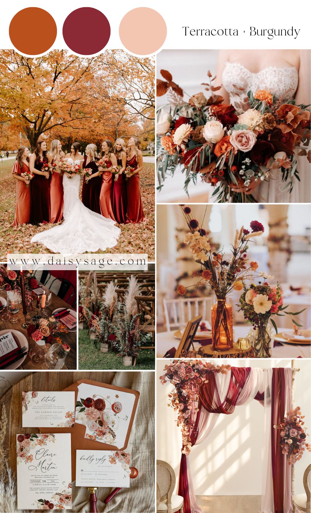 Terracotta and Burgundy wedding scheme idea