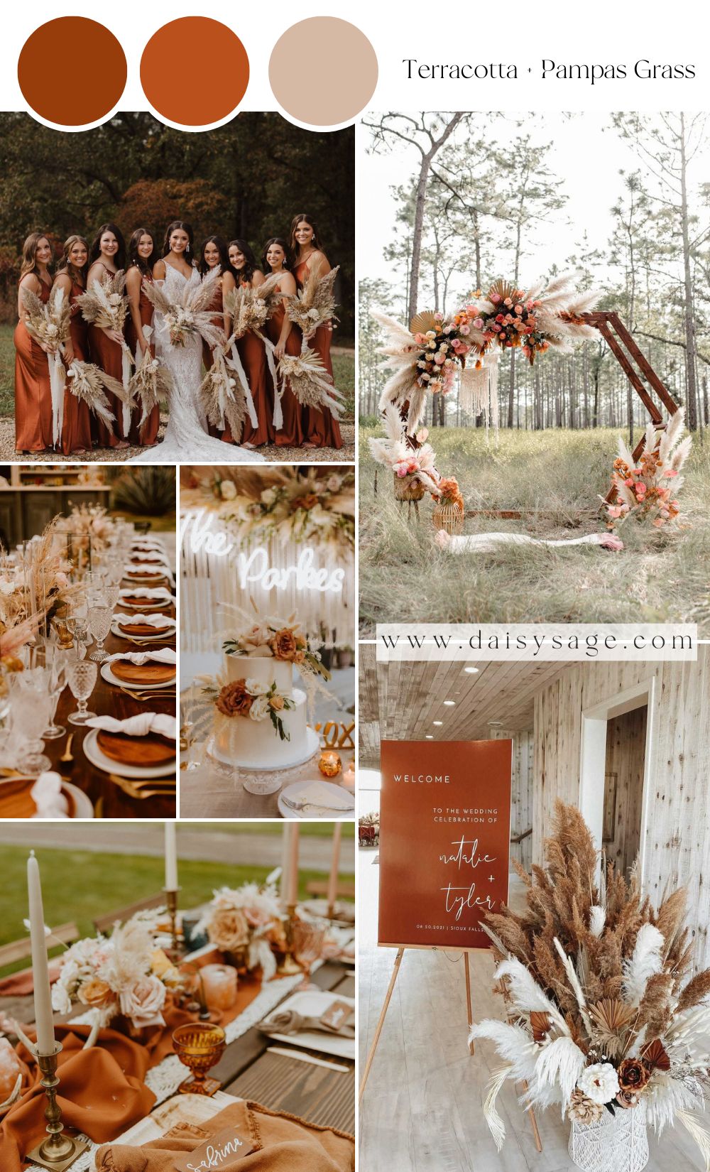 Terracotta and Pampas Grass wedding color scheme