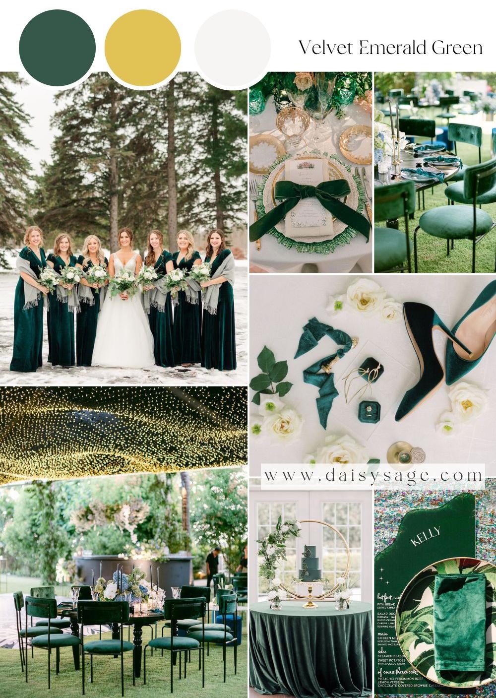 Velvet Emerald Green wedding color trend idea