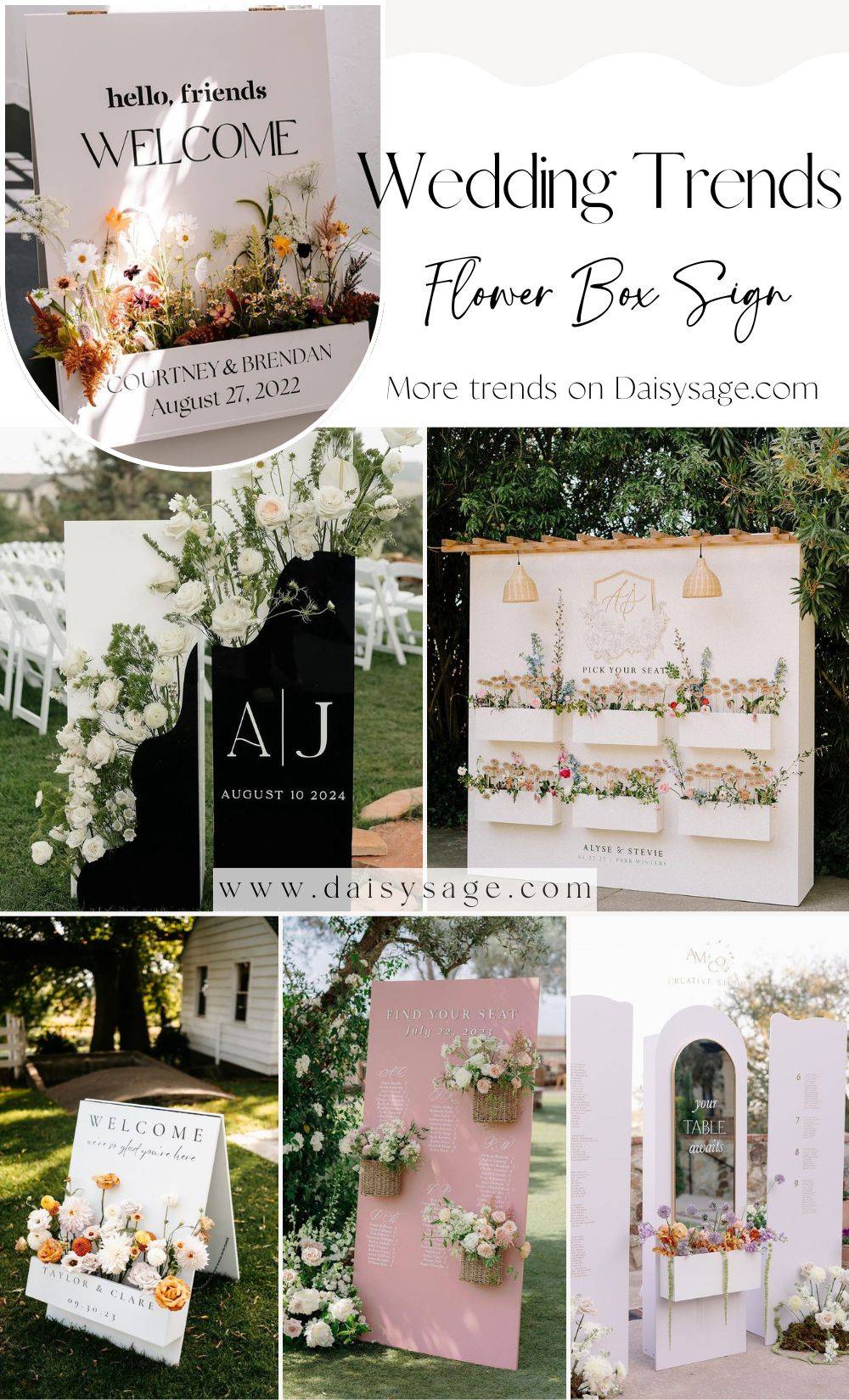 wedding flower box signs