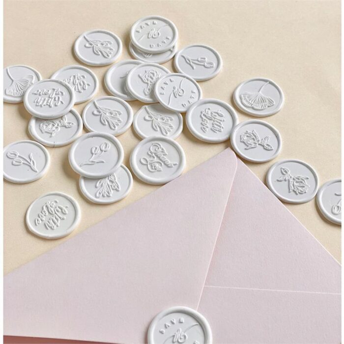 White Botanical Wax Seal Sticker DSWAXMS01