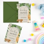 Acrylic Safari Jungle Animals Baby Shower Invitation DSBW003