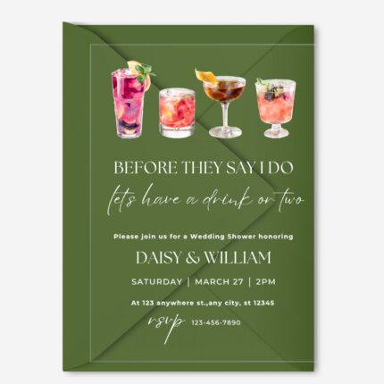 Acrylic Wedding Shower Party Cocktails Invitation DSTD018-2