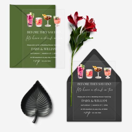 Acrylic Wedding Shower Party Cocktails Invitation DSTD018