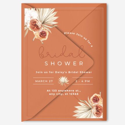 Boho Pampas Acrylic Bridal Shower Invitation DSBS004-2