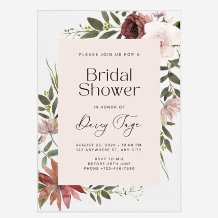 Dusty rose and blush floral acrylic bridal shower DSBS005-3