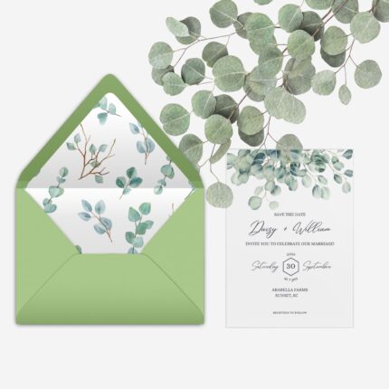 Green Eucalyptus Clear Arcylic Save The Date DSTD001