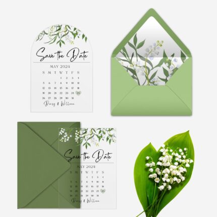 Greenery Lily of The Valley Arcylic Save The Date DSTD006