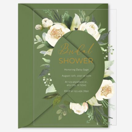 Greenery and Gold Acrylic Bridal Shower Invite DSBS008-3