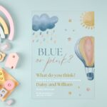 Hot Air Balloon Acrylic Gender Reveal Invitation DSBGR05-2