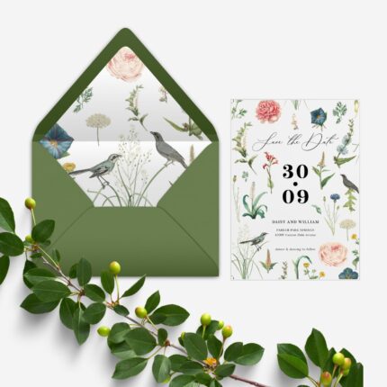 Olive Green Wildflowers Garden Arcylic Save The Date DSTD011