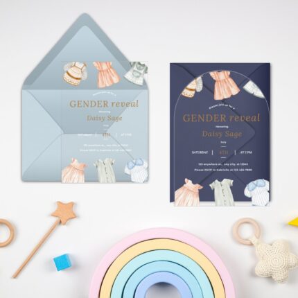Pastel Acrylic Neutral Gender Reveal Baby Shower Invitation DSBGR01