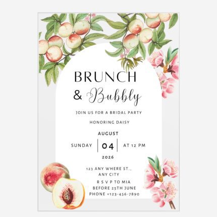 Peach Fruit Brunch Party Acrylic Invitation Card DSBS009-3