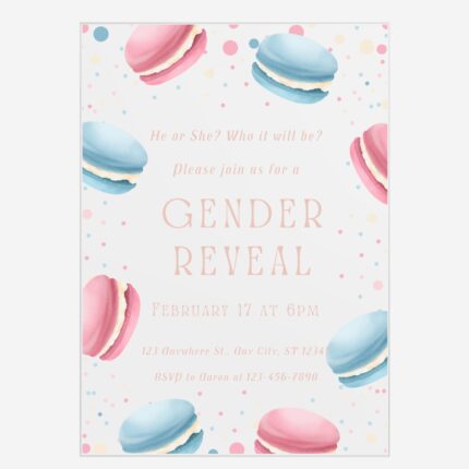 Pink And Light Blue Watercolor Festive Gender Reveal Invitation DSBGR13-2