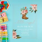 Rustic Pink Floral and Greenery Cowgirl Bridal Shower Invitation DSBW008-2