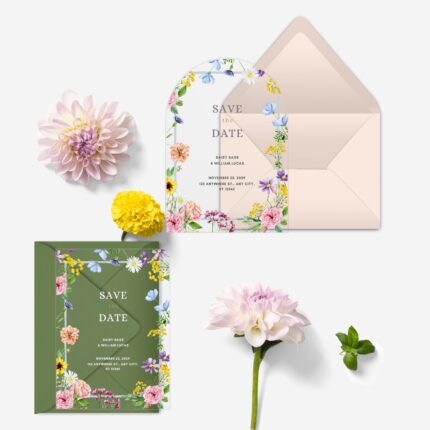 Summer wildflower colorful clear save the date DSTD017