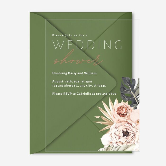 Tropical Clear Wedding Shower Invitation DSBS014-2