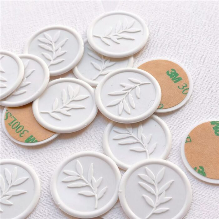 White Foliage Self Adhesive Wax Seal Sticker DSWAXXZ03