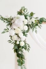 White & Sage Arch Flowers with Drapes Kit (Pack of 4) - 2pcs Artificial Flower Arrangement with 2pcs Drapes2