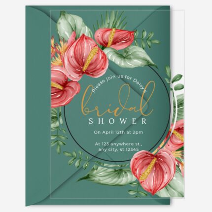 tropical anthurium acrylic bridal shower invitation DSBS006-2