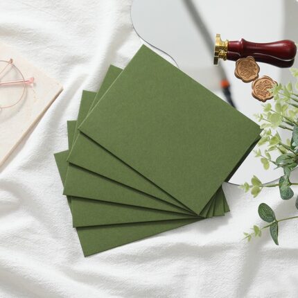 250gsm Olive Green Matte A7 Euro Flap Wedding Envelopes