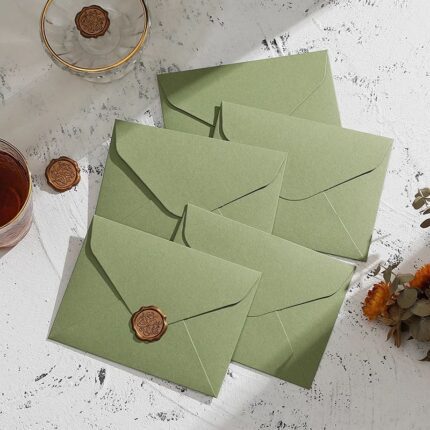 250gsm Sage Green Matte A7 Euro Flap Wedding Envelopes