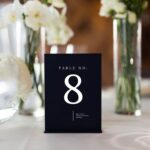 Black Acrylic Minimal Table Number Place Card for Wedding or Rehearsal DSTN15