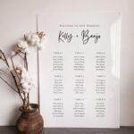 Black White Acrylic Minimalist Calligraphy Wedding Seating Chart DSSC01