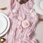 Blush Pink Gauze Cheesecloth Semi-Sheer Table Runner Linen Table Runner