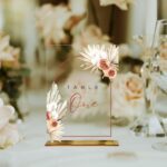 Boho Pampas Watercolor Floral Clear Acrylic Table Number Sign Card DSTN08