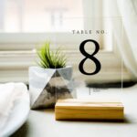 Clear Acrylic Minimal Table Number Place Card for Wedding or Rehearsal DSTN15-3