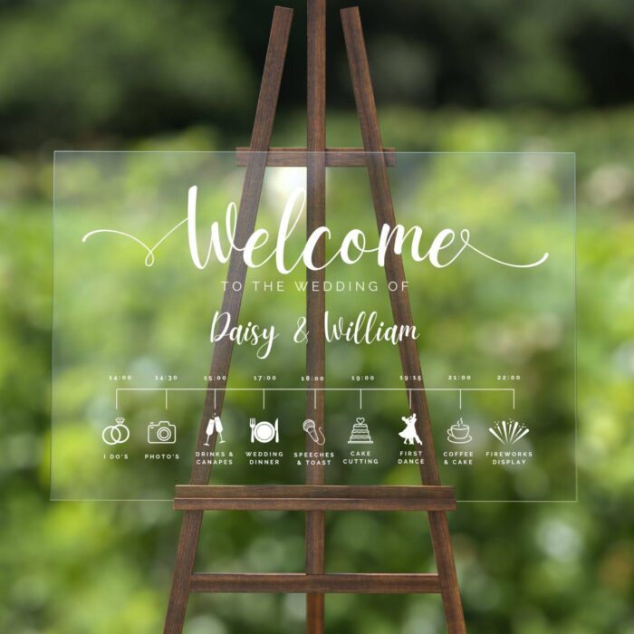 Clear Acrylic Wedding Timeline Sign DSWS17