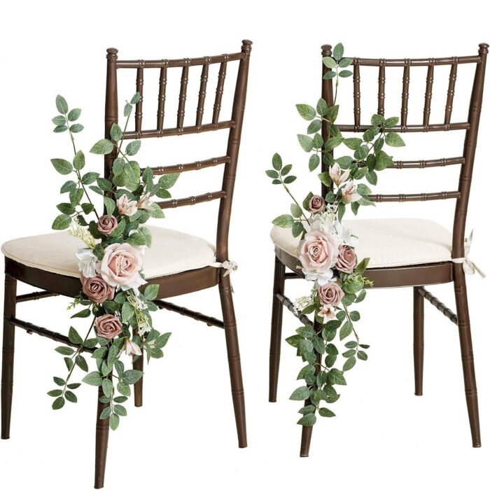 Dusty Rose Wedding Aisle Chair Decorations Flowers Arrangement