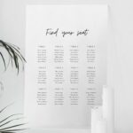 Elegant Black and White Minimalist Frosted Acrylic Seating Chart DSSC03