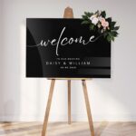 Elegant Simple Black Acrylic Wedding Welcome Sign DSWS01