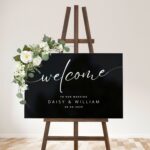 Elegant Simple Black Acrylic Wedding Welcome Sign DSWS01-2