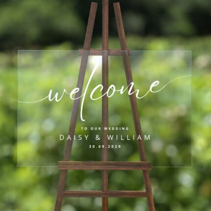 Elegant Simple Clear Acrylic Wedding Welcome Sign DSWS01