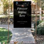 Forever Beigns Here Black Acrylic Welcome Wedding Sign DSWS10