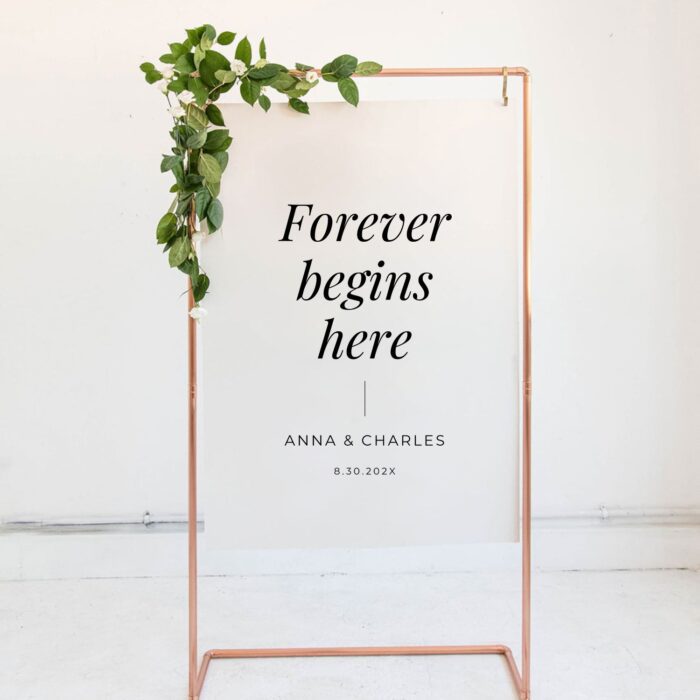 Forever Beigns Here Frosted Acrylic Welcome Wedding Sign DSWS10