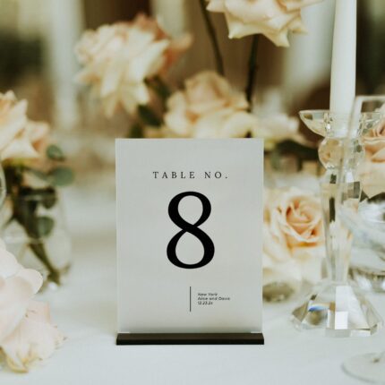 Frosted Acrylic Minimal Table Number Place Card for Wedding or Rehearsal DSTN15-2