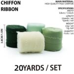 Green 4 Rolls Fringe Silk Chiffon Ribbon Set DSFA02-2