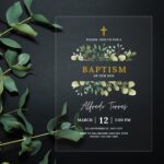 Green Gold Rustic Acrylic Child Baptism Invitation DSBA05-2